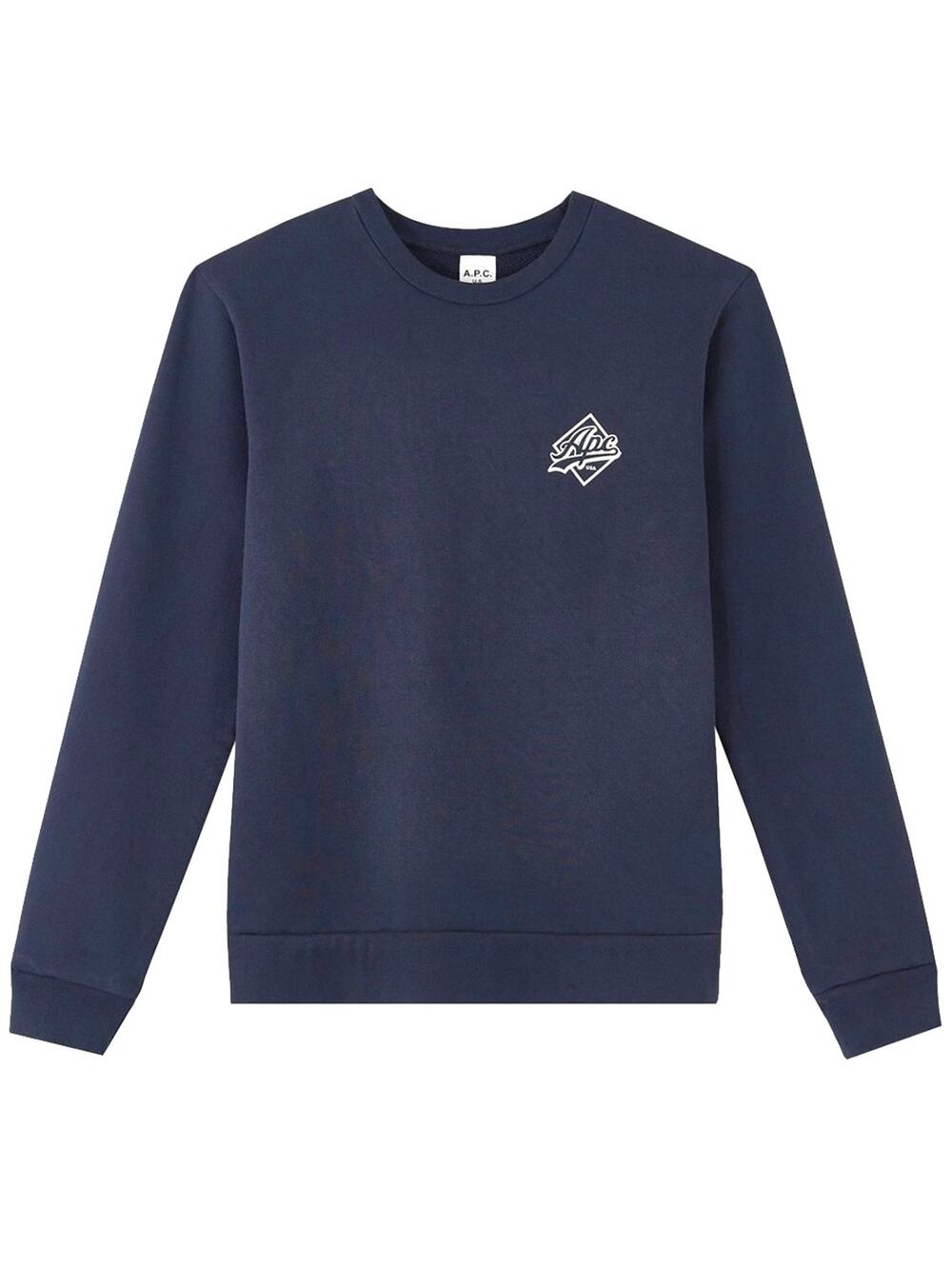 APC Ryan Sweatshirt XS Navy Blue Diamond Logo Cotton Crewneck Made in USA Mens